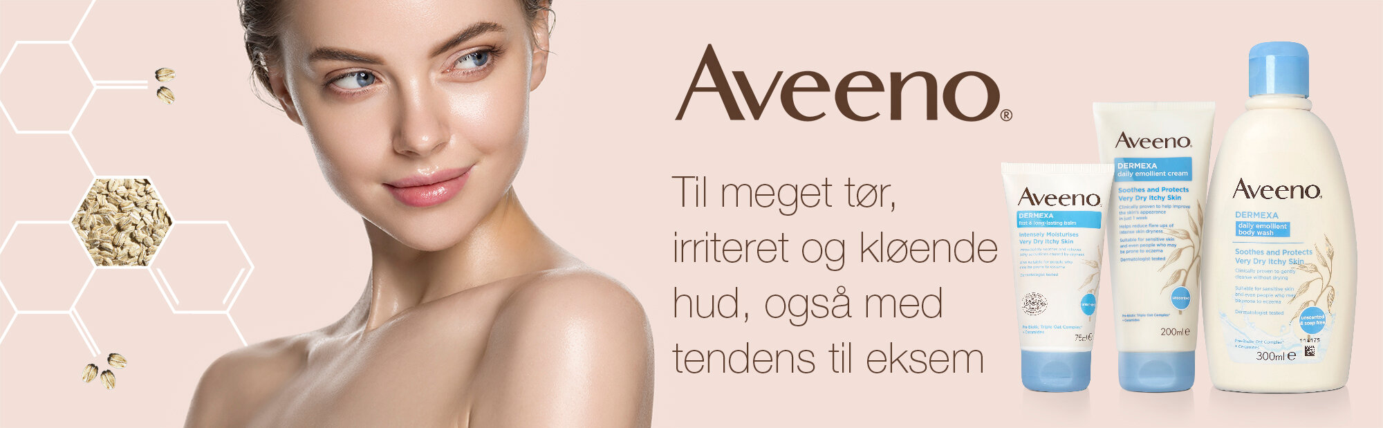 Aveeno - til meget toer, irreteret og kloeende hud, ogsoe med tendens til eksem