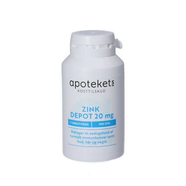 Udtale sælger forværres Apotekets Zink Depot 20 mg 100 stk. | Køb på DinApoteker.dk