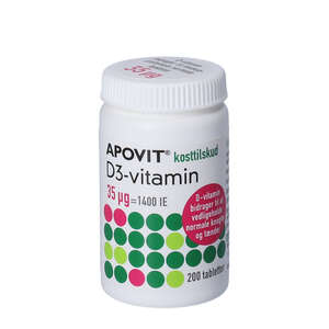 Apovit D3-vitamin tabletter (35 mikg) 200 stk