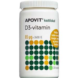 Apovit D3-vitamin tabletter (85 mikg) 200 stk