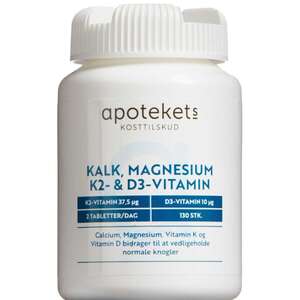 Apotekets Kalk + Magnesium, K2- og D-vitamin