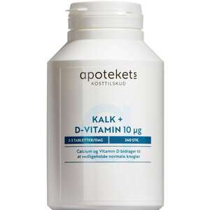 Apotekets Kalk og D-vitamin tabletter (400 mg/ 10 mikrog) 240 stk