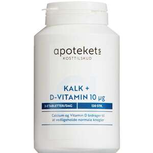 Apotekets Kalk og D-vitamin tabletter (400 mg/10 mikrog) 120 stk