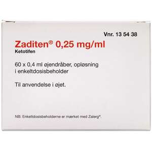 Zaditen (2C4) øjendråber 60*0,4 ml