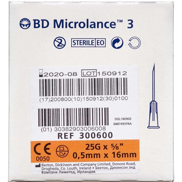 BD Microlance 3 Orange (25G) Kanyler