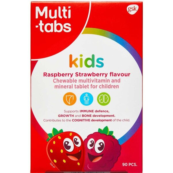 Multi-tabs Kids Tyggetabletter (hindbær/jordbær)