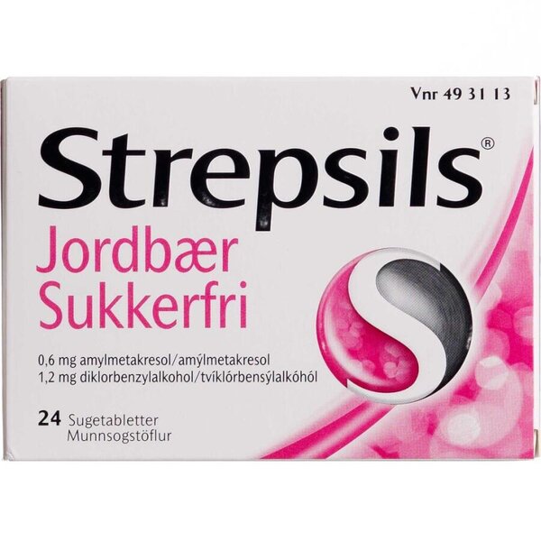 Strepsils jordbær sukkerfri 24 stk