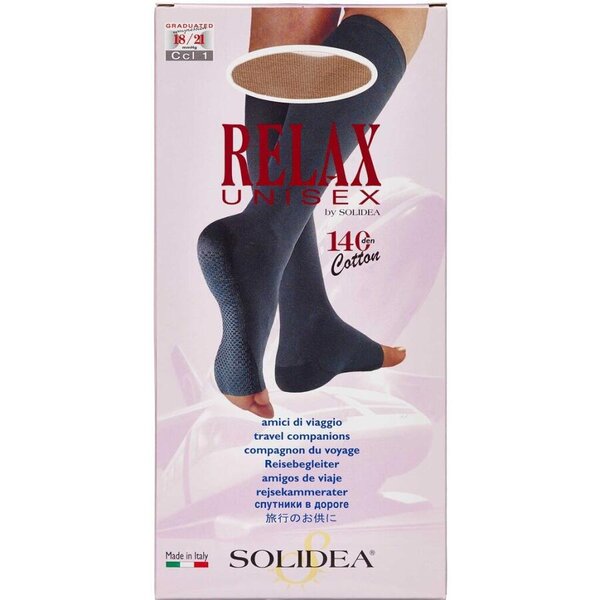 Solidea Relax Unisex Cotton Knæstrømper (L/natur/åben)