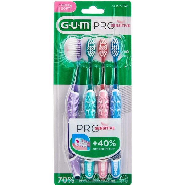 GUM PRO Sensitive Tandbørster (4 stk.)