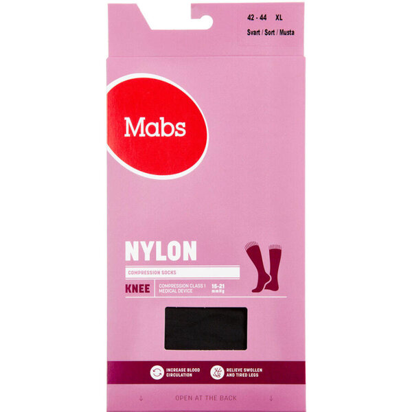 Mabs Nylon Knæstrømpe Sort XL