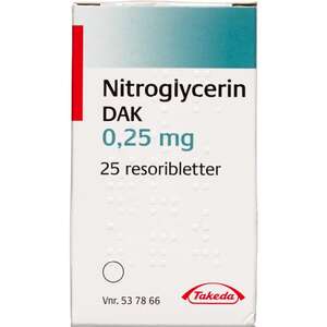 Nitroglycerin "DAK" 0,25 mg 25 stk