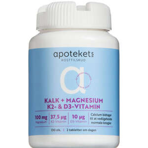 Apotekets Kalk + Magnesium, K2- og D-vitamin