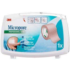 3M Micropore Papirtape m. dispenser (beige, 2,5 cm)