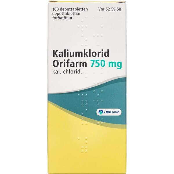 Kaliumklorid "Orifarm" 750 mg 100 stk