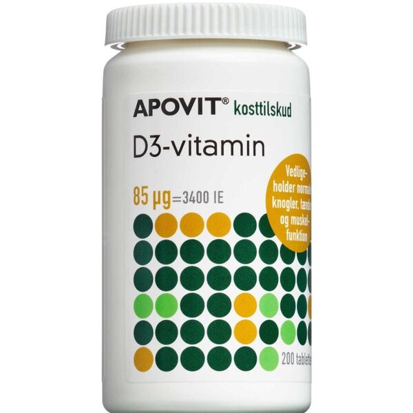 Apovit D3-vitamin tabletter (85 mikg) 200 stk