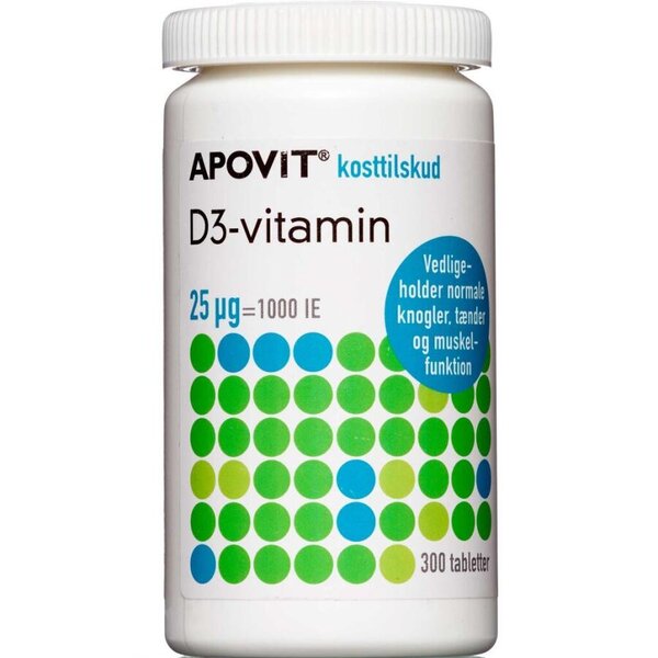 Apovit D3-vitamin tabletter 25 mikg 300 stk