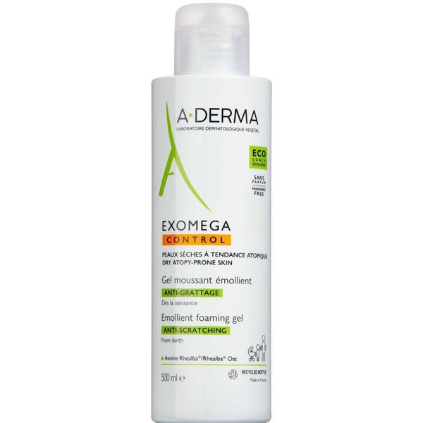 A-Derma Exomega Control Emollient Foaming Gel (500 ml)