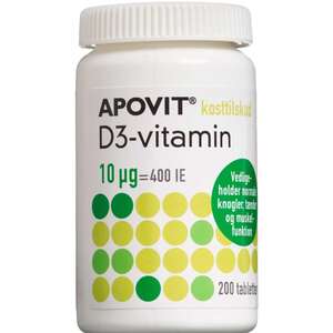 Apovit D3-vitamin tabletter  (10 mikg) 200 stk