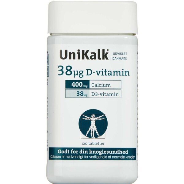 Unikalk 38 µg D-Vitamin (120 stk.)