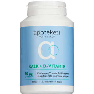 Apotekets Kalk og D-vitamin tabletter (400 mg/10 mikrog) 120 stk