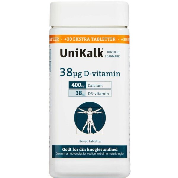 Unikalk 38 mikrogram D-vitamin (210 stk)