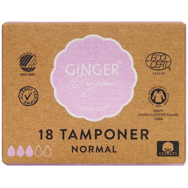 GingerOrganic Tamponer Normal (18 stk)