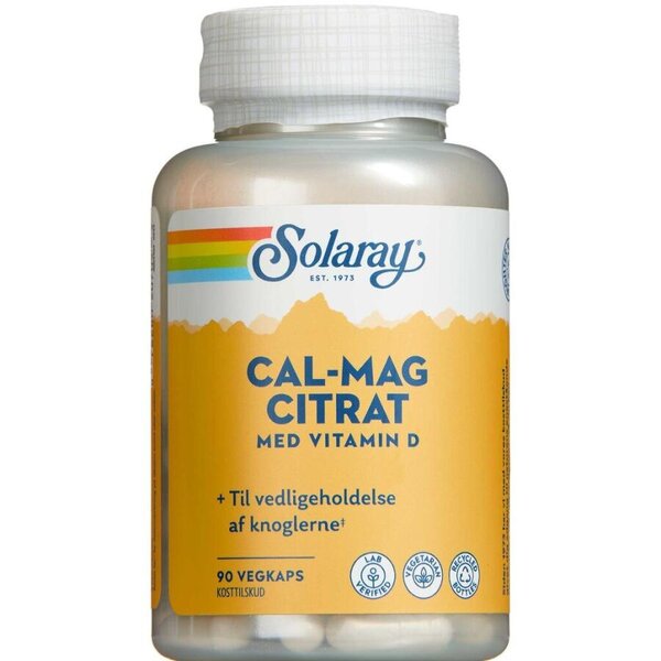 Solaray Cal-Mag Citrat med vitamin D Kapsler (90 stk)