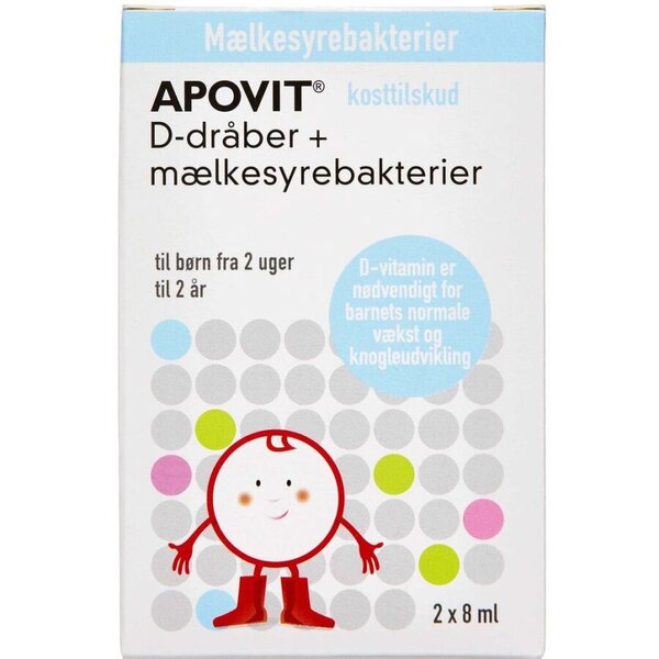 Apovit D-dråber + Mælkesyrebakterier (2x8 ml)