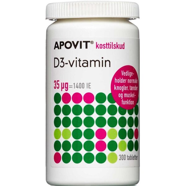 Apovit D3-vitamin tabletter (35 mikg) 300 stk