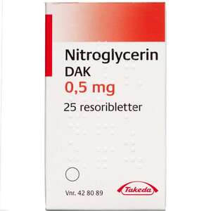 Nitroglycerin "DAK" 0,5 mg 25 stk