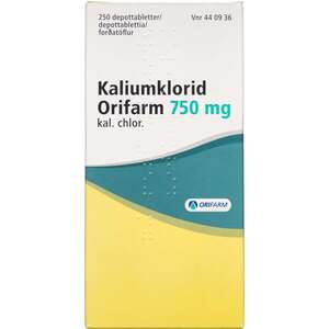 Kaliumklorid "Orifarm" 750 mg 250 stk