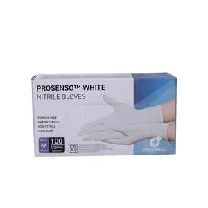 Prosenso White Nitrilhandsker (M)