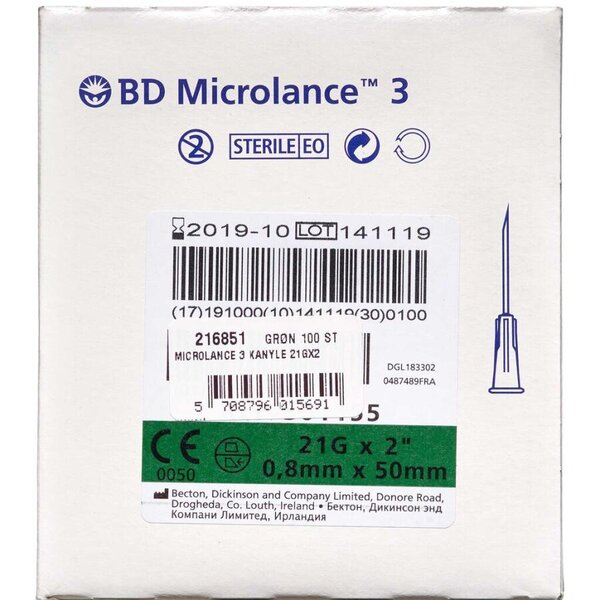 BD Microlance 3 (21G/50mm) Kanyler