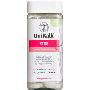 UniKalk Kids Jordbær Tyggetabletter