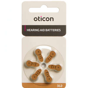 Oticon Zinc Air batterier 6 stk. (Nr. 312)