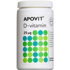 Apovit D3-vitamin tabletter 25 mikg 300 stk