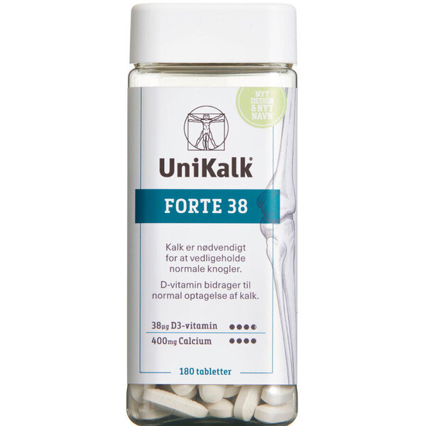 Unikalk 38 µg D-Vitamin (180 stk.)