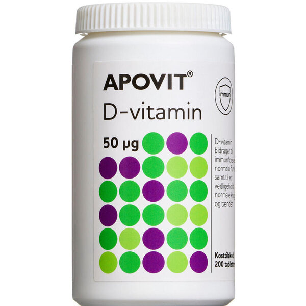 Apovit D3-vitamin tabletter (50 mikg) 200 stk
