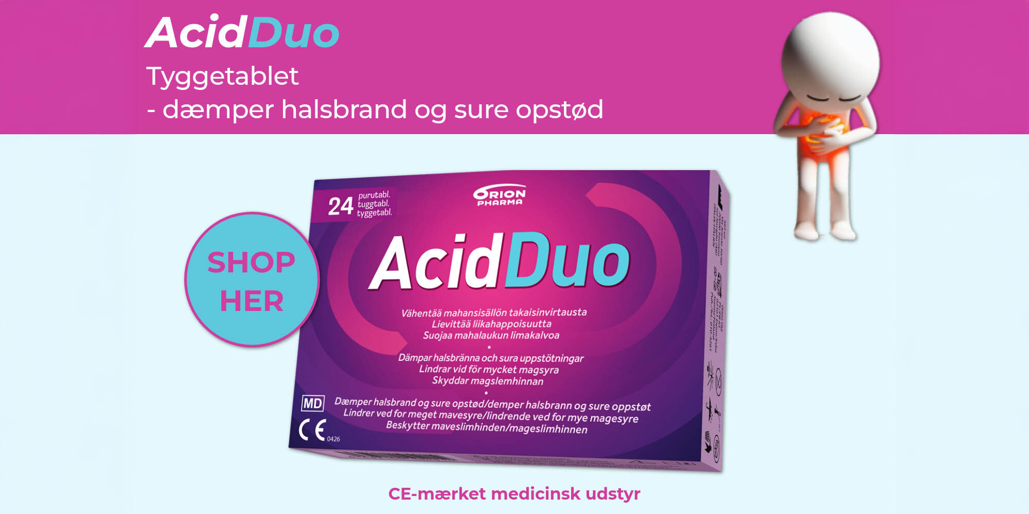 AcidDup - Tyggetablet der dæmper halsbrand og sure opstød