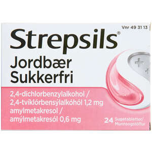 Strepsils jordbær sukkerfri 24 stk