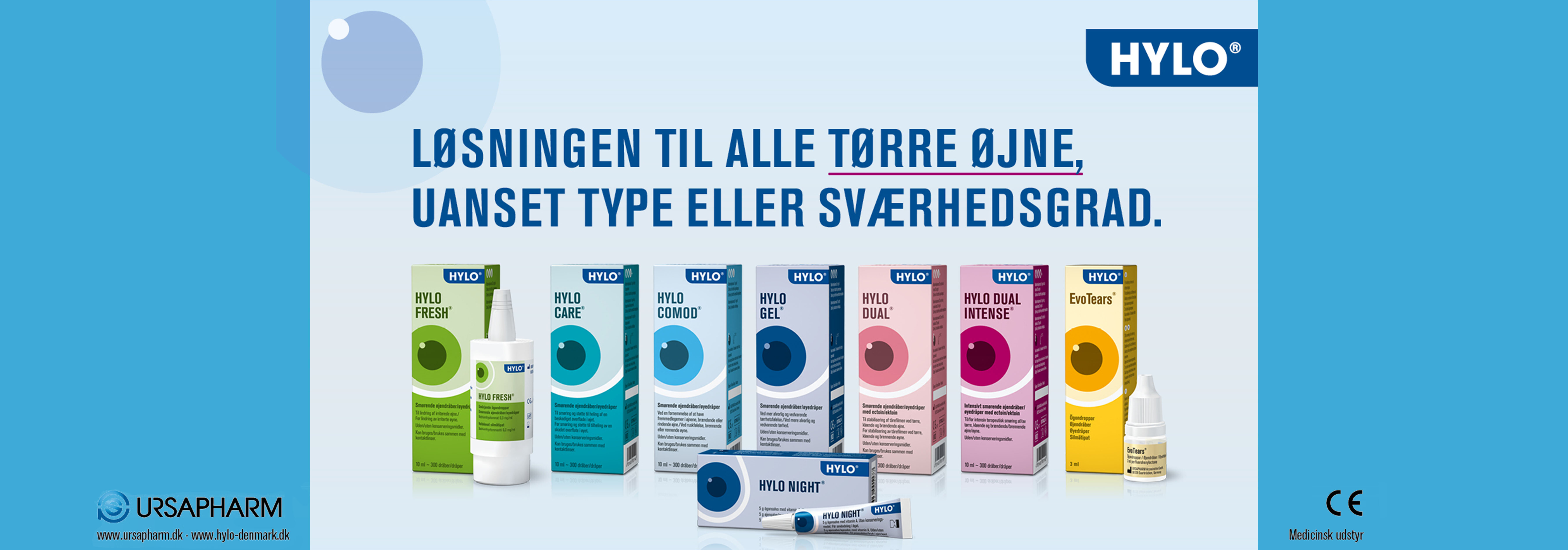 Hylo - Løsningen til alle tørre øjne, unanset type eller sværhedsgrad; øjendråben, øjegeler og mere.